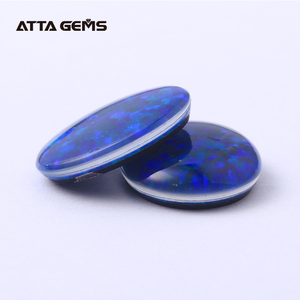 K14 12X10mm alta calidad del ópalo <span class=keywords><strong>azul</strong></span> ópalo de fuego sintético en venta <span class=keywords><strong>precio</strong></span> de fábrica doublet opal - Product Image 1