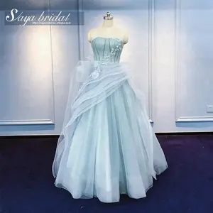 로얄 블루 볼 가운 이슬람 웨딩 드레스