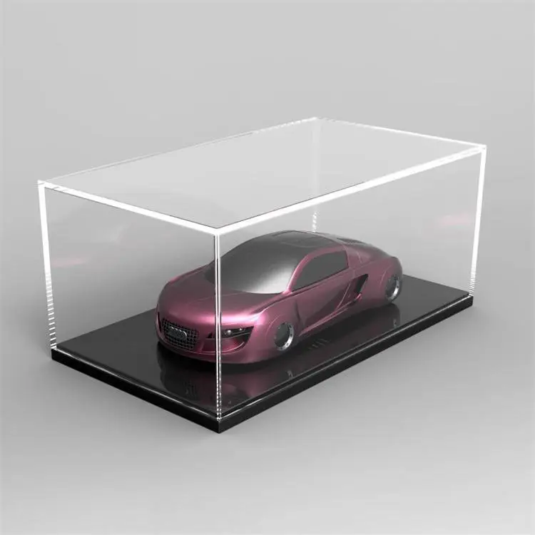 1:18 Scale Car Showcase Counter Black MDF Bottom Clear Acrylic Display Case