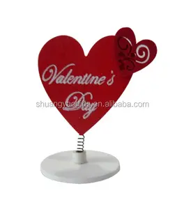 Wooden heart shaped card holder for home decoration in valentine's day memo clips on topdesk decorative