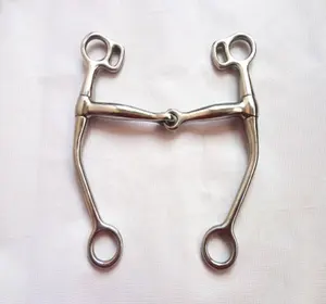 Futai training brass horse ring snaffle bit long shank snaffle bit stainless steel toph0913bpen 12.5cm 5