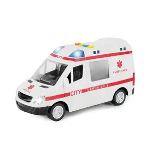 Grote Wrijving Aangedreven Rescue Ambulance 1:16 Speelgoed Emergency Voertuig W/Lichten En Geluiden