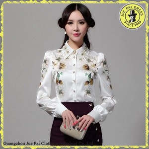 Filipinas Satén <span class=keywords><strong>de</strong></span> seda flor impresa madura <span class=keywords><strong>camisa</strong></span> <span class=keywords><strong>de</strong></span> cuello blanco - Product Image 4