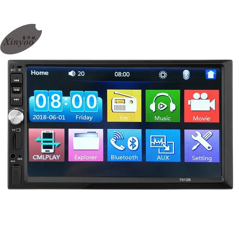 Xinyoo tocador de vídeo para carro, tela touch de 7 "hd, usb, aux, espelhamento de celular, reprodutor de áudio mp5