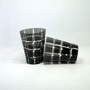 Vaso de Cristal Negro Bohemio Checo Tallado en Cristal Transparente, Vaso para Jugo - Product Image 6