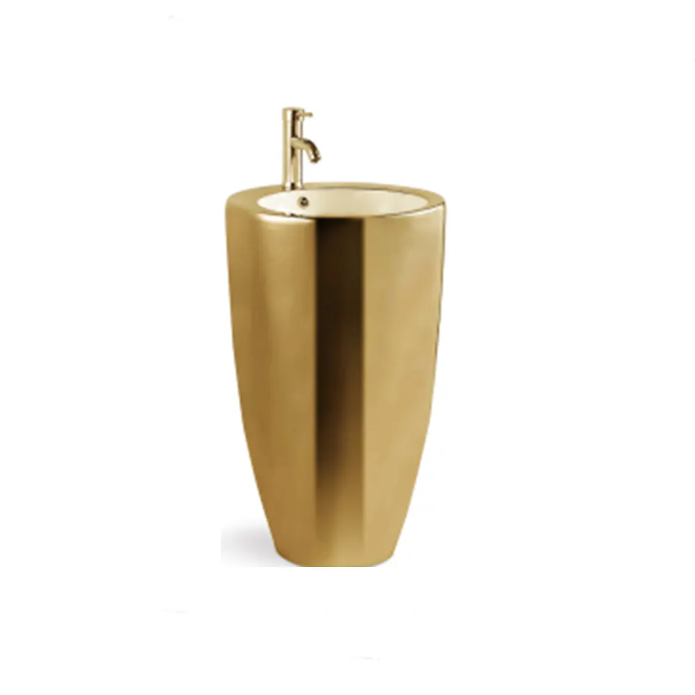 Золотая круглая раковина для ванной комнаты, умеренная раковина на подставке