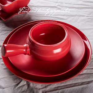 Nuovo arrivo piatti e piatti in porcellana di alta qualità per ristorante ceramica vetrata rossa Set di stoviglie - Product Image 5