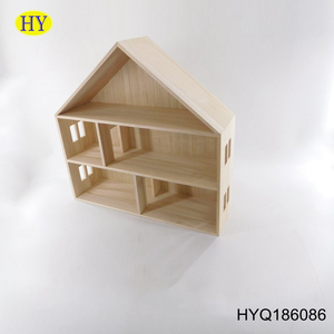 Boîte de présentation en <span class=keywords><strong>bois</strong></span> en forme de maison naturelle inachevée personnalisée pour jouets - Product Image 6