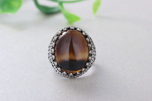 Wholesale Price Fashion Light Luxury Big <strong>Tiger</strong> <strong>Eye</strong> Stone 925 Sterling Silver Men' s <strong>Ring</strong> - Product Image 2