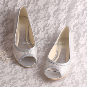 <span class=keywords><strong>Scarpe</strong></span> da Sposa Piatte con Punta Aperta e <span class=keywords><strong>Glitter</strong></span> <span class=keywords><strong>Argento</strong></span> - Product Image 4