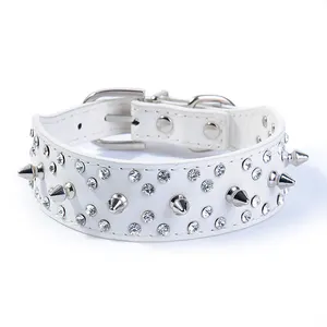 Rivet pet collar fine rhinestone dog belt bullet head dog collar pet supplies wholesale dog chain foreign trade