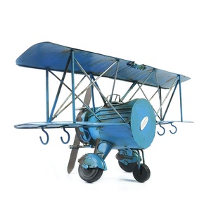 In metallo Modello di Aereo Biplano Con Orologio Vintage Aircraft Cafe Bar Decorazione Dei Ragazzi Dei Bambini - Product Image 5