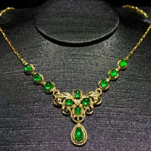 Egitto da sposa di cerimonia nuziale dei monili della pietra preziosa 18k oro Del Sud Africa diamante 5.1ct naturale vivido verde smeraldo del pendente della collana - Product Image 1