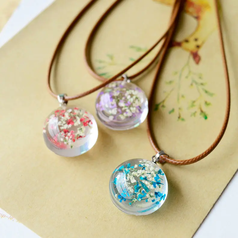 Biji Dandelion Kering/Kalung Bunga Asli/Perhiasan Resin