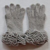 Gants d'hiver en fourrure de lapin plissés à ourlet tricoté personnalisé de haute qualité Gants en laine pour femmes