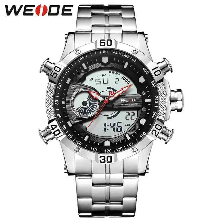 Weide WH6902 Wholesale Custom 3atm Waterproof Stainless Steel Japan Movt LCD Analog Display Men Sport Watches
