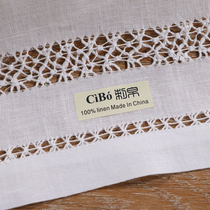 N011: White <strong>Linen</strong> <strong>Placemats</strong> With Drawnwork White Handmade Embroidery Place Mat Rectangular Tableware Mat - Product Image 4