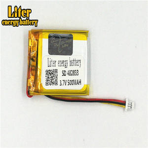 Connector 1,0-<span class=keywords><strong>3</strong></span> p <span class=keywords><strong>3</strong></span>,7 V 482833 500 mAh rechargeable LiPo battery solar Li ion polymer lithium battery with PCM - Product Image 2