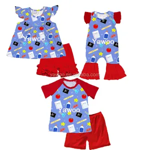 Yawoo wholesale back to school sibling clothes set baby rompers girls kids clothing