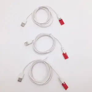 携帯電話充電アラームセキュリティディスプレイ用の粘着ステッカー付きMicro-USB/Type-C/Lightningホワイトカラーケーブル