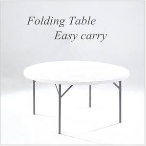 Bon marché, tables de banquet rondes en PEHD pour hôtel restaurant, <span class=keywords><strong>table</strong></span> à manger de mariage <span class=keywords><strong>pliante</strong></span> en plastique blanc - Product Image 2