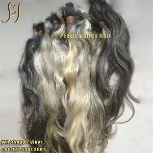 10a virgin unprocessed wholesale grey ombre human hair bundle