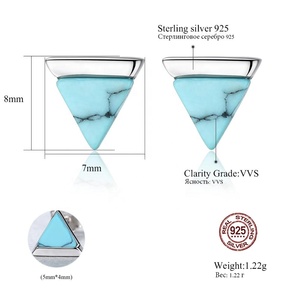 CZCITY <span class=keywords><strong>Orecchini</strong></span> a Perno in <span class=keywords><strong>Argento</strong></span> Sterling 925, Design Triangolare alla Moda, Vintage Minimalista con Turchese per Donne - Product Image 2