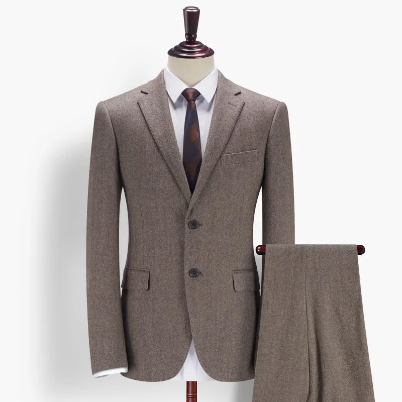 Bespoke Tailoring Men BrownTailored Slim Fit Uniform Suits Mens