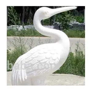 古色古香的白色起重机大理石大鸟雕像出售