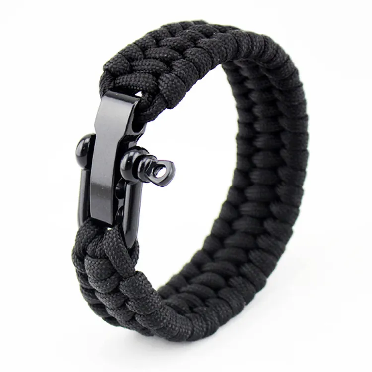 Adjustable Black Bow Shackle paracord Survival Bracelet shackle emergency paracord bracelet for camping climbing