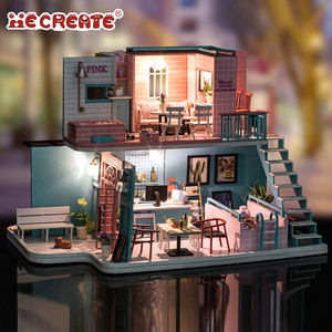 <span class=keywords><strong>Maison</strong></span> de poupée miniature <span class=keywords><strong>en</strong></span> bois faite à la main Knowme K-034 rose avec LED, kits de <span class=keywords><strong>maison</strong></span> de café miniature DIY - Product Image 3