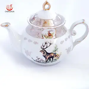 New Design 10 Inch Gold Leaf Ceramic Tea Pot
