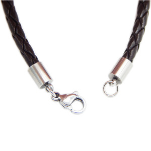 Tự làm màu đen dệt Da Thật chuỗi Choker Dài chuỗi Vòng Cổ Chuỗi chính hãng dây da dây vòng cổ - Product Image 4