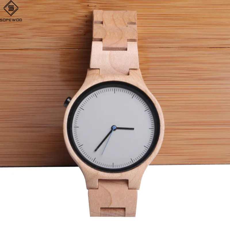 Relógio de pulso quartzo, nova marca de alta qualidade homens mulheres logotipo personalizado atacado de madeira bambu