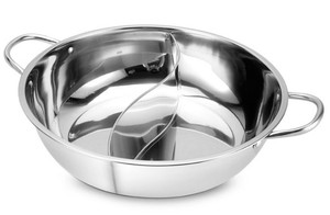 Marmite à <span class=keywords><strong>induction</strong></span> moderne en acier inoxydable à double compartiment avec deux pots doubles et couvercle en verre pour soupe et bouillon, utilisation domestique en cuisine - Product Image 2