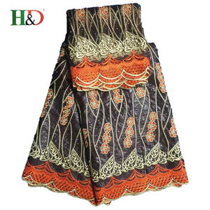 H & D buen precio alta calidad 5 del riche del Bazin 5yard 2 patio algodón africano de la tela del cordón para al por mayor - Product Image 1