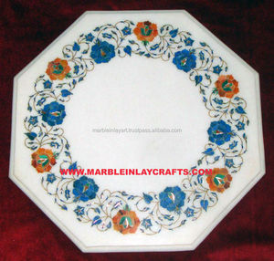Whole Seller Octagonal Natural White Marble Inlay Coffee Table Tops - Product Image 1
