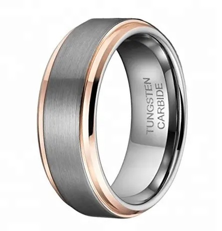 Ring 6/8mm Silber Gebürstetes Roségold Fingers chmuck Für Männer Wolfram karbid Ring