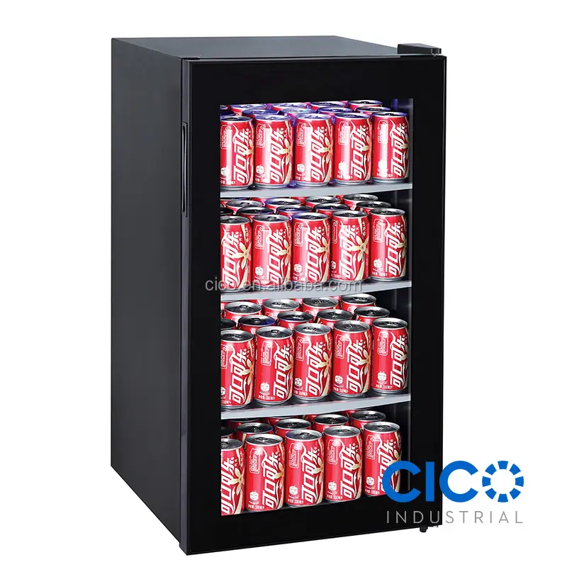 Cico 95L Có Thể Đồ Uống Tủ Lạnh Di Động Bia Rượu Soda Uống Nước Giải Khát Mát Đen Kim Loại Bạc Máy Nén Pháp Cửa R600a