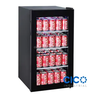CICO 95L罐饮料冰箱便携式啤酒葡萄酒汽水饮料饮料冷却器黑色金属银压缩机法式门R600a