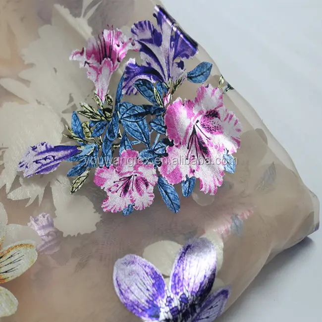 Printed Flower Organza Fabric in Dress