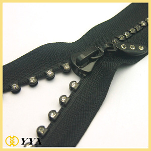 #5 #8 #10 Double Pierres Dents 24 Pouces Séparation Fermeture Éclair Avec Strass - Product Image 6