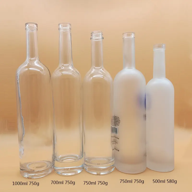 Venda quente na europa e eua 375ml 500ml 750ml cristal vazio congelado vodka uísque licor de vidro fornecedor