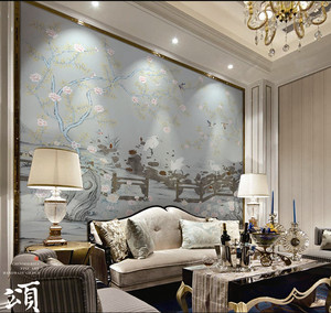 Dynamische Kraan En Bloemen Chinese Stijl Luxe Verguld Behang Voor Villa Grafische Ontwerpmogelijkheden - Product Image 2
