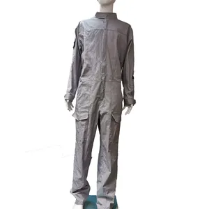 สีเทาแขนยาววิศวกรรมต่างๆกระเป๋าชุดทำงานโดยรวม Pilot Coveralls