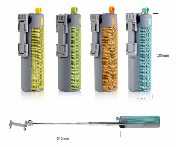 Muti-funcition yeşil özçekim sopa kablosuz hoparlör ile 2000mah powerbank