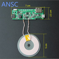 Module de batterie externe à chargement sans fil Bobine de charge sans fil pour appareil mobile Entrée universelle Type-C et Micro