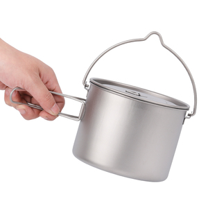 <strong>Camping</strong> Titanium Pot 1600ml Ultralight Outdoor <strong>Camping</strong> <strong>Cup</strong> with Lid and Foldable Handle Hiking Backpack Cookware - Product Image 3