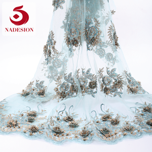 Alta calidad 2017 nigeriano encaje 3D flor applique 3D flor/<span class=keywords><strong>3</strong></span> D rebordeó la tela del cordón del bordado - Product Image 4