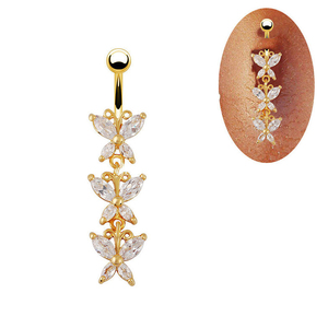 Của phụ nữ vật liệu đồng bướm Zircon bụng nút Vòng của phụ nữ rốn đồ trang sức cơ thể xuyên đồ trang sức - Product Image 4